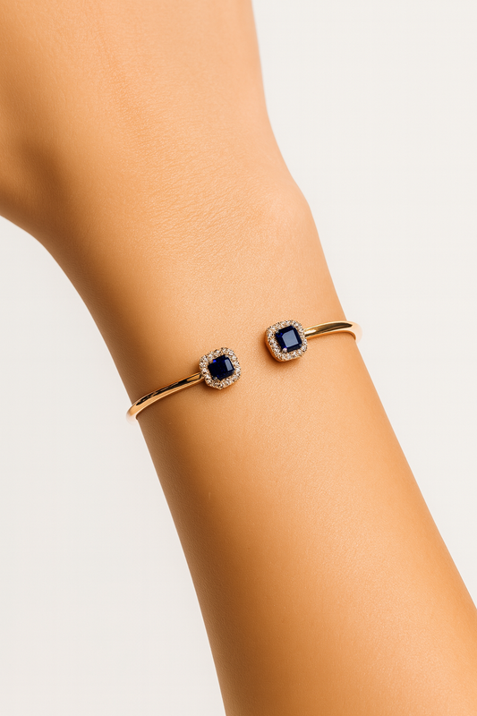 Brazalete Doble Cuadro Zafiro con Diamantes