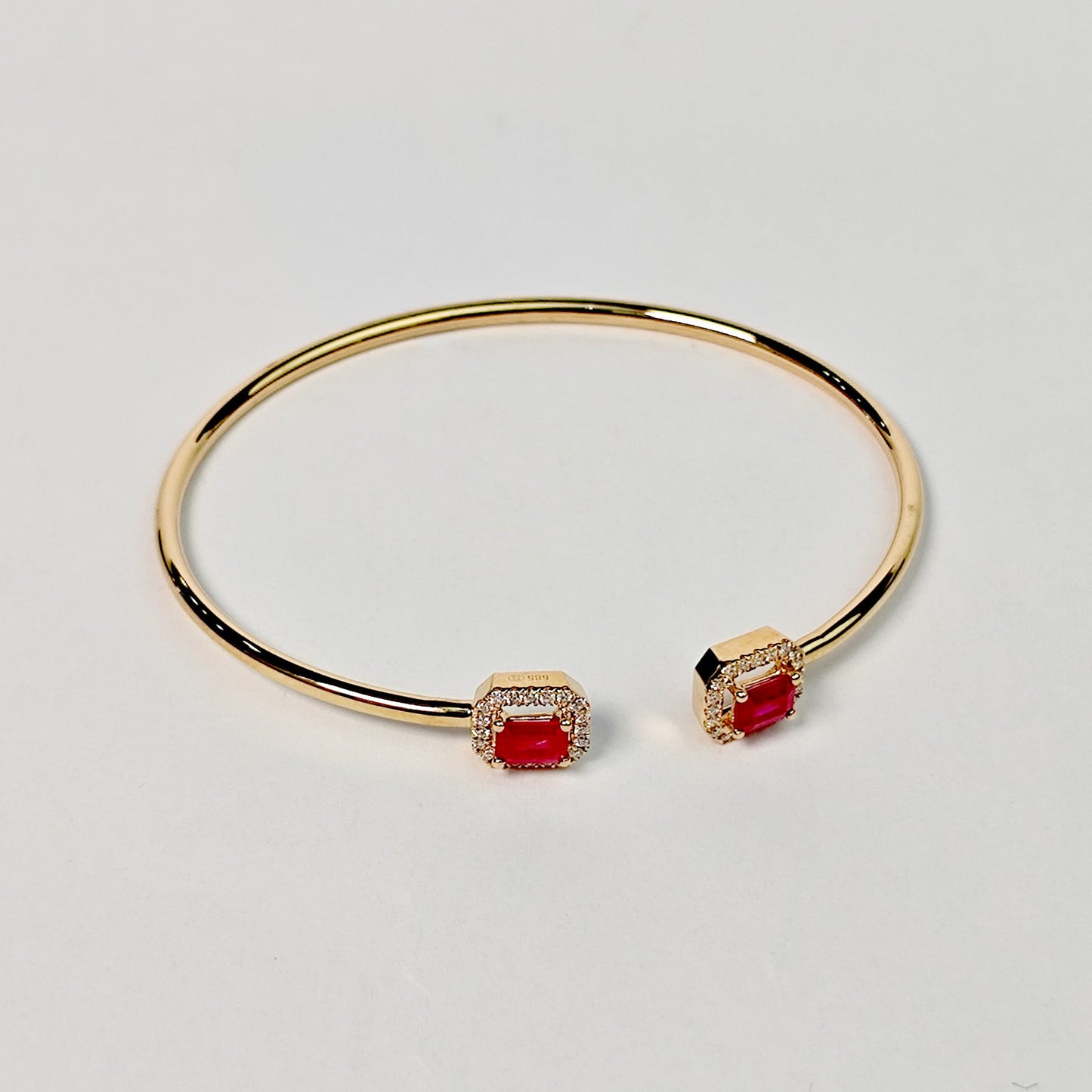 Brazalete Doble Cuadro Rubí con Diamantes