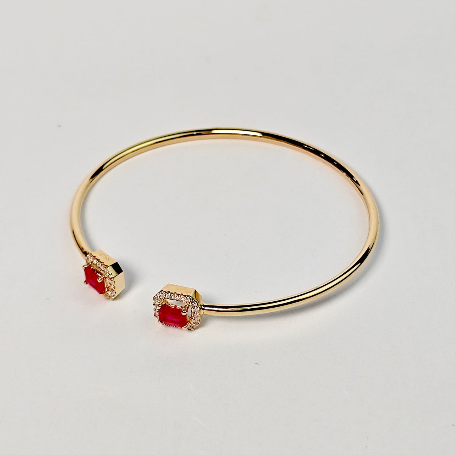Brazalete Doble Cuadro Rubí con Diamantes