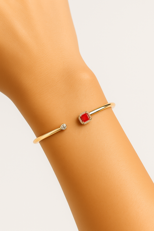 Brazalete Cuadro Rubí Con Diamantes