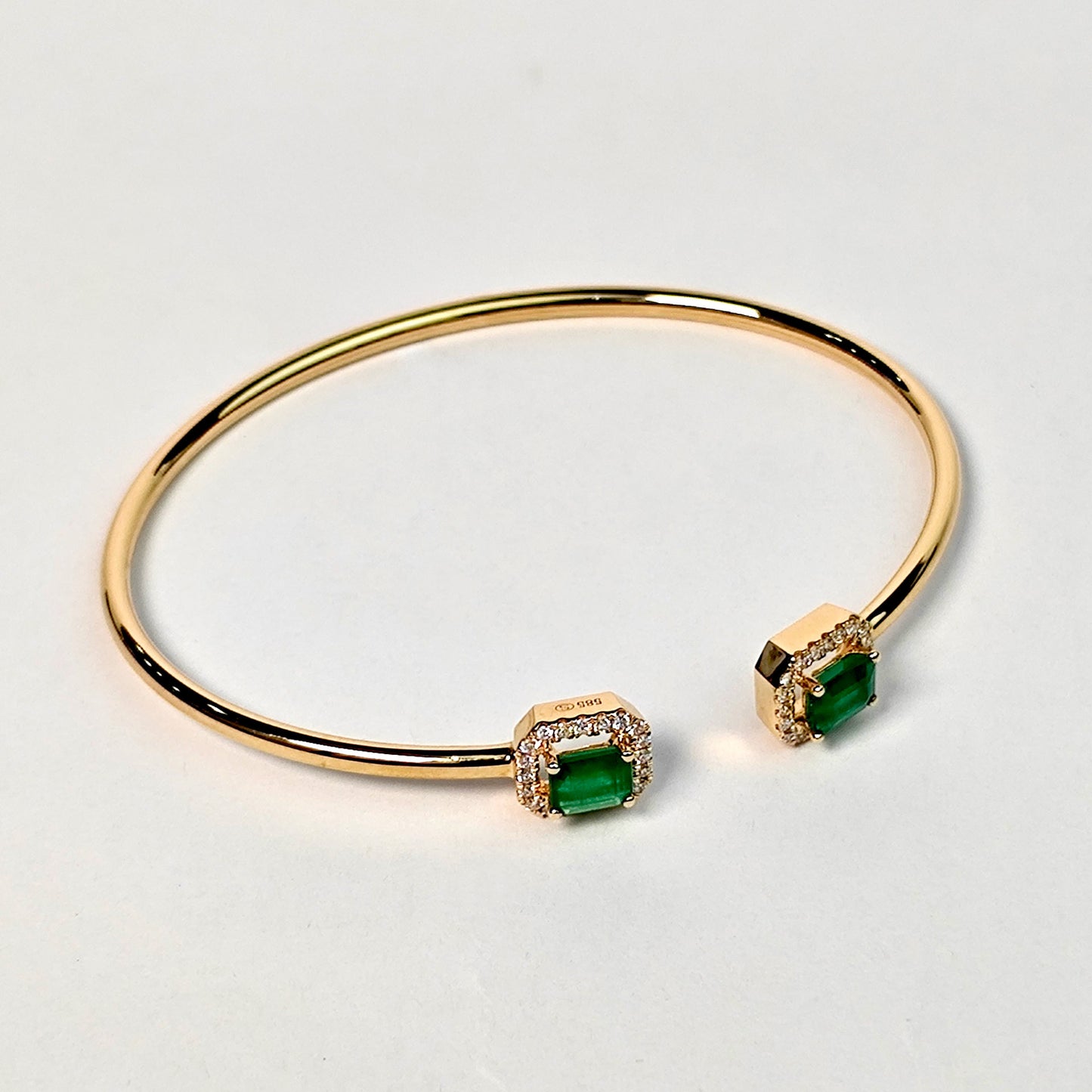 Brazalete Doble Cuadro Esmeralda Con Diamantes