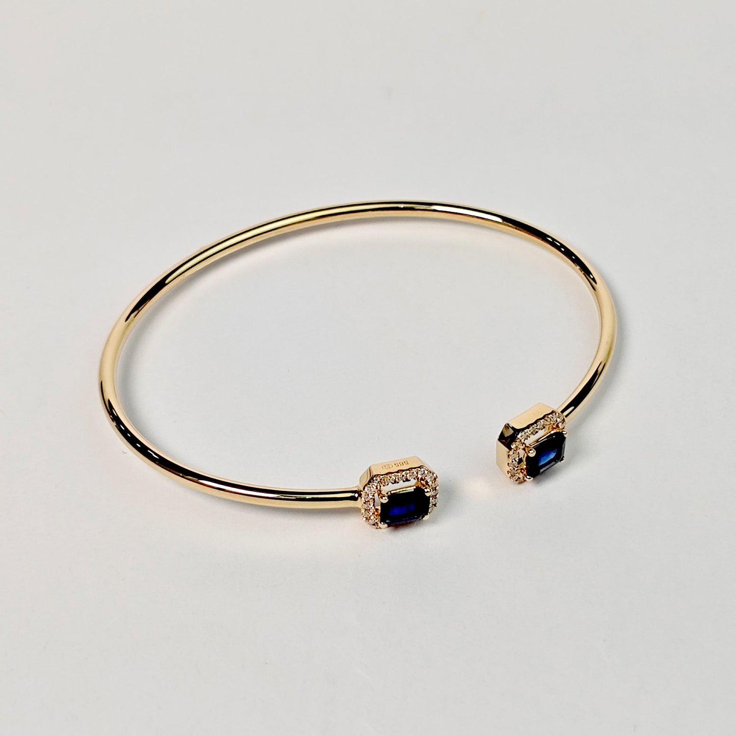 Brazalete Doble Cuadro Zafiro con Diamantes