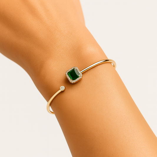 Brazalete Cuadro Esmeralda Con Diamantes
