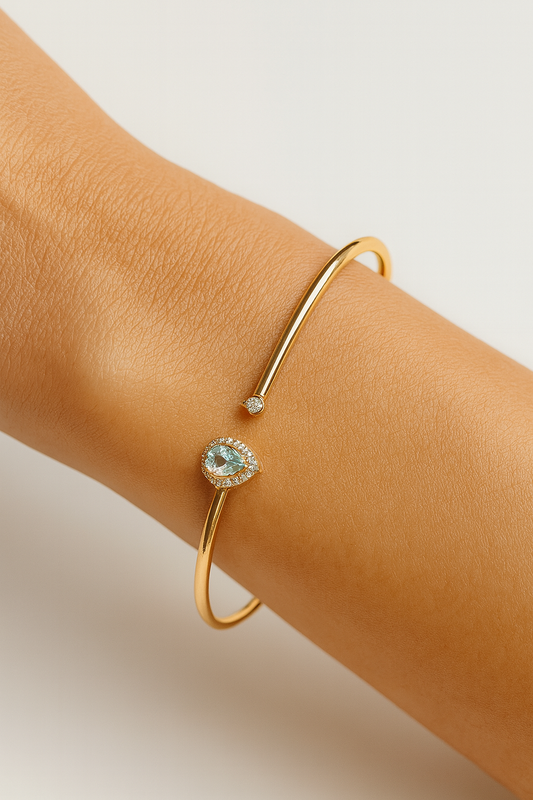 Brazalete Gota De Aguamarina y Diamantes