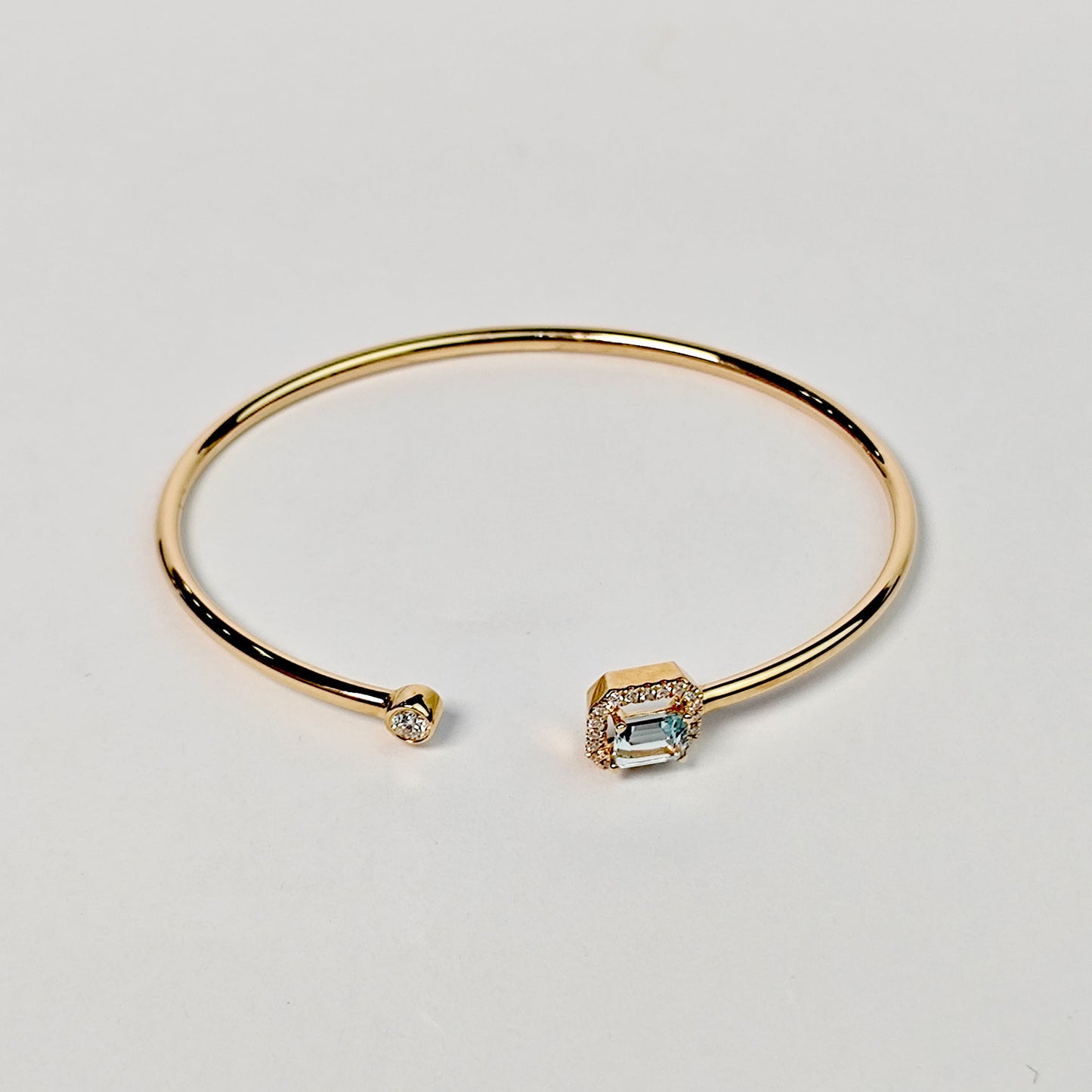 Brazalete Cuadro Aguamarina Con Diamantes