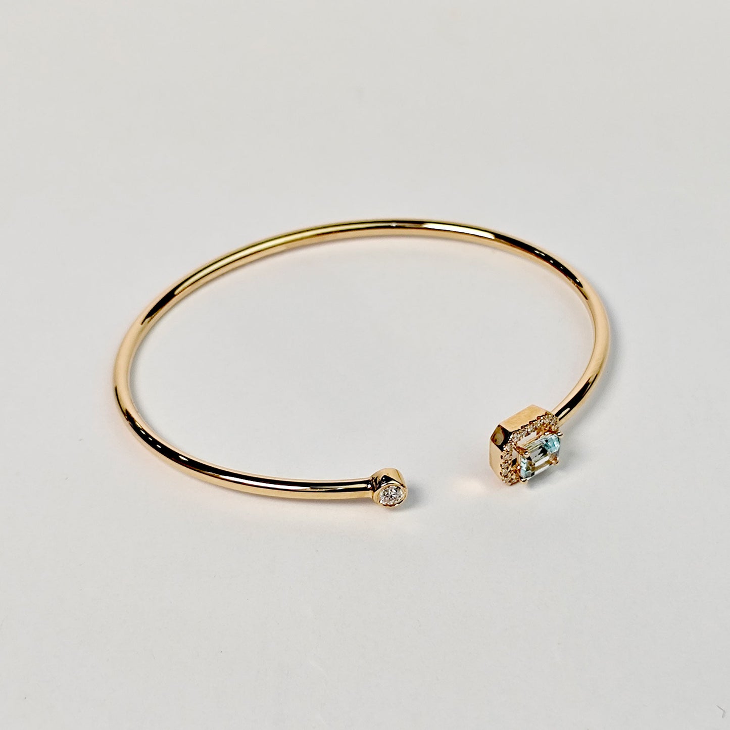 Brazalete Cuadro Aguamarina Con Diamantes