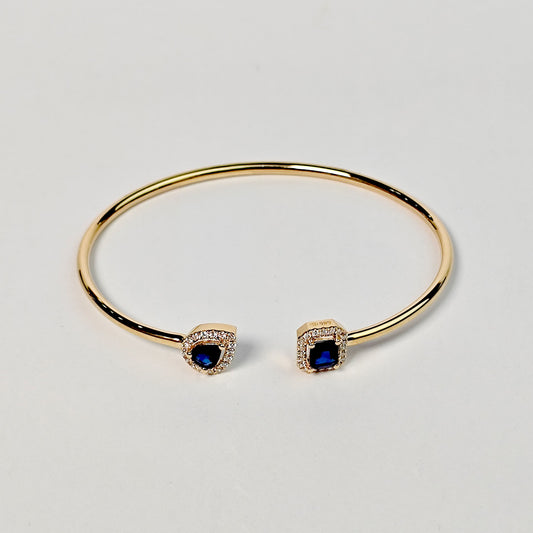 Brazalete Cuadro y Gota De Zafiro Con Diamantes