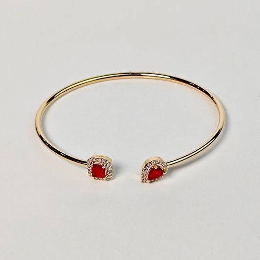 Brazalete Cuadro y Gota De Rubí Con Diamantes