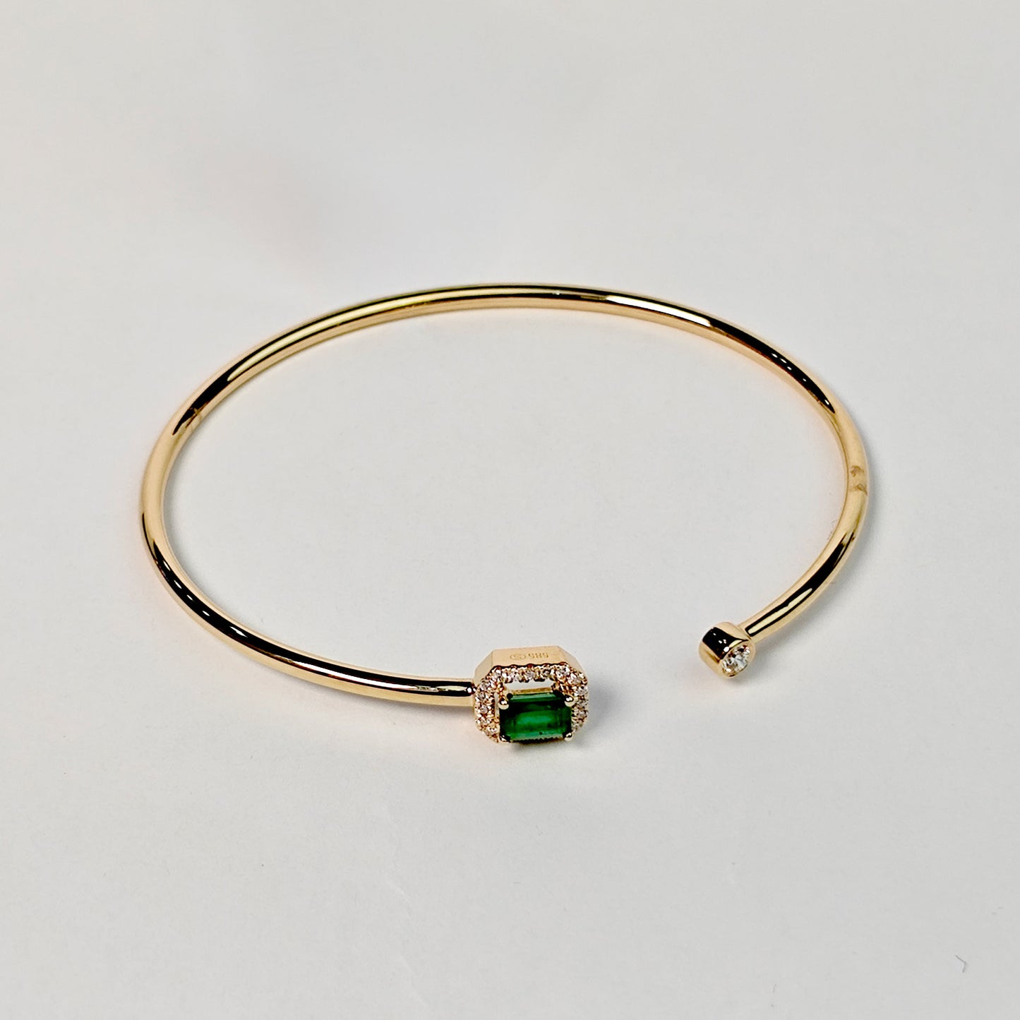 Brazalete Cuadro Esmeralda Con Diamantes