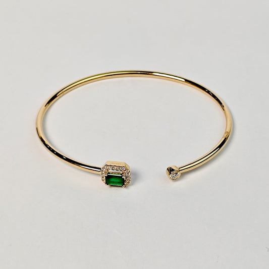 Brazalete Cuadro Esmeralda Con Diamantes