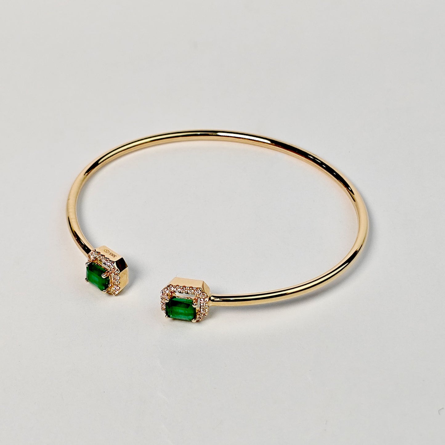 Brazalete Doble Cuadro Esmeralda Con Diamantes