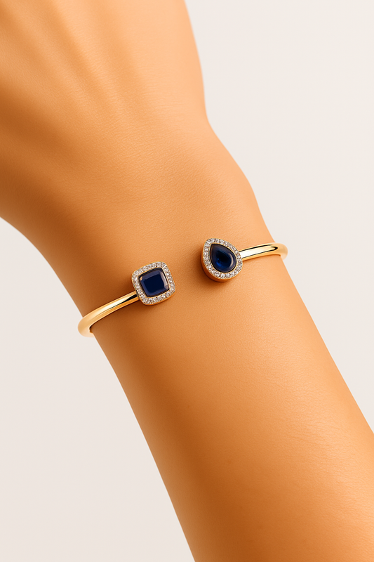 Brazalete Cuadro y Gota De Zafiro Con Diamantes